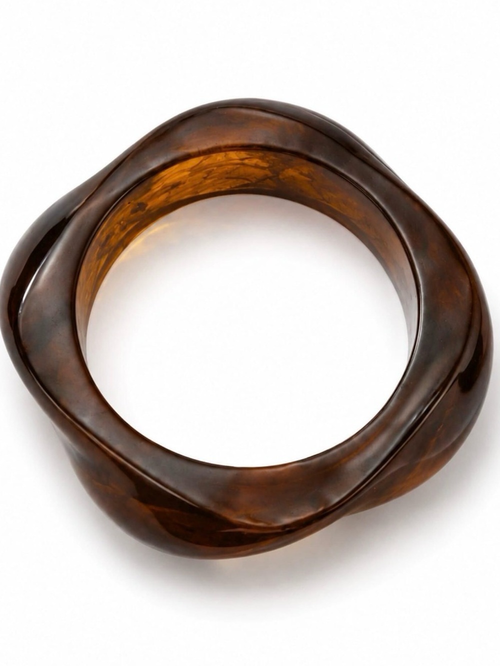 New mayamar amber Tortoiseshell Resin Twist Bangle Bracelet -